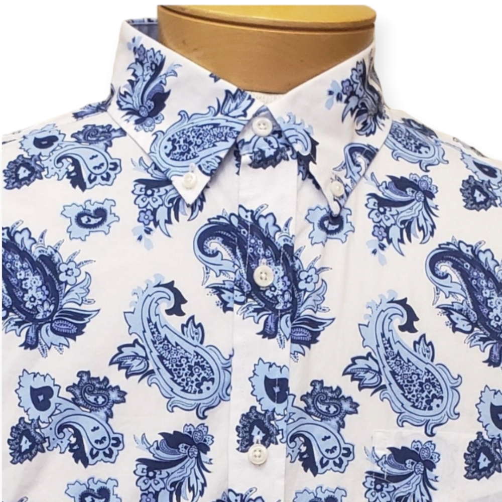 DANIEL CREMIEUX XL SLIM FIT PAISLEY S/S SHIRT NWT